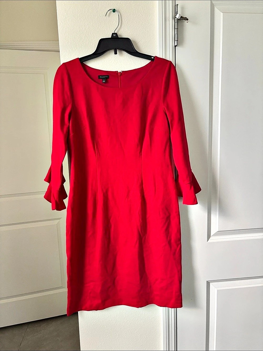 Talbots Red Ruffle Sleeve Midi Dress